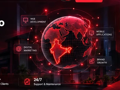 Glowing red digital globe representing connected technology and digital services